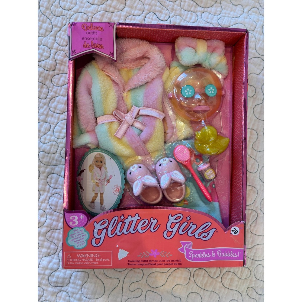 Glitter Girls Sparkles & Bubbles Deluxe Spa Outfit 14 Inch Doll Clothes Rainbow